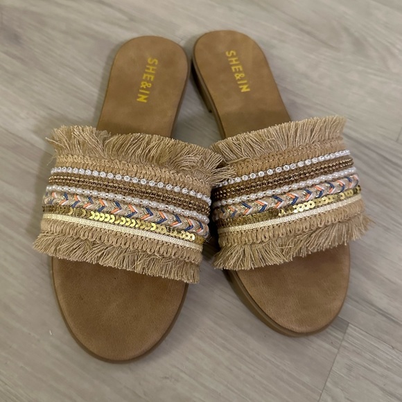 Embellished Wide Band Flat Slide Sandals - Picture 2 of 3